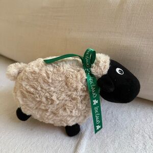 Plush Sheep Toy with Green Ireland Ribbon Farm Stuff Toy RETIRED